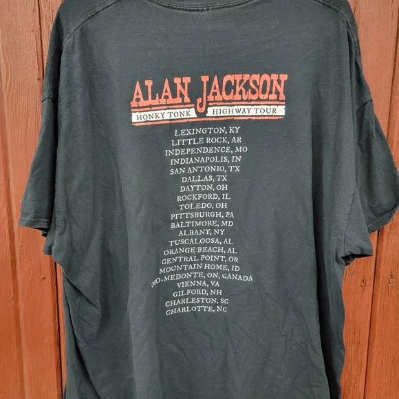 Alan Jackson Honky Tonk Tour 2018 Black Graphic T-Shirt Size Large - Picture 3 of 3